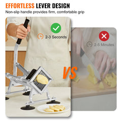 Commercial Vegetable Slicer, 3/8 inch Fruit Slicer, Stainless Steel and Aluminum Alloy Vegetable Cutter Slicer Machine, Manual Slicer with Non-slip Feet, for Radishes, Onions, Potatoes, Lemons