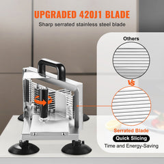 Commercial Tomato Slicer, 1/4 inch Tomato Cutter Slicer, Stainless Steel Heavy Duty Tomato Slicer Machine, Manual Tomato Slicer with Non-slip Feet, for Cutting Tomatoes, Cucumbers, Bananas