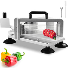 Commercial Tomato Slicer, 1/4 inch Tomato Cutter Slicer, Stainless Steel Heavy Duty Tomato Slicer Machine, Manual Tomato Slicer with Non-slip Feet, for Cutting Tomatoes, Cucumbers, Bananas