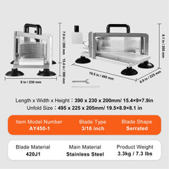 Commercial Tomato Slicer, 3/16 inch Tomato Cutter Slicer, Stainless Steel Heavy Duty Tomato Slicer Machine, Manual Tomato Slicer with Non-slip Feet, for Cutting Tomatoes, Cucumbers, Bananas