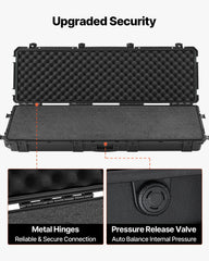 Hard Rifle Case, Lockable Rifle Case with Detachable XPE Foam, 1270 mm Gun Storage with Wheels, IP67 Waterproof & Dustproof Pistol Storage Cases for Rifles, Shotguns, Airsoft Guns, Black