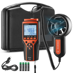 Split Handheld Anemometer, Digital Wind Speed CFM Meter Gauge with LED Backlight Screen, Measures Wind Velocity Wind Temperature Air Flow Wind Chill, for Sailing Surfing Flying HVAC