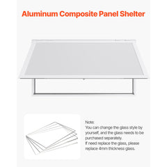 Concession Window 188x102cm, Aluminum Alloy Frame Service Window for Food Truck, Up to 85 Degrees Stand Serving Window with Awning Door and Drag Hook, Rainwater Resistant for Concession Trailer