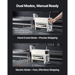 Electric Wire Stripper Machine, 1.5-40 mm, 11 Channel Automatic Copper Cable Stripper, 370W Wire Stripper Tool with Manual Hand Crank Mode, Emergency Stop Button, for Scrap Copper Recycling