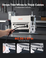 Electric Wire Stripper Machine, 1.5-40 mm, 11 Channel Automatic Copper Cable Stripper, 370W Wire Stripper Tool with Manual Hand Crank Mode, Emergency Stop Button, for Scrap Copper Recycling