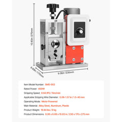 Electric Wire Stripping Machine, 1.5-40 mm, 400W Automatic Motorized Cable Stripper, 9.84 IPS (15 m/min) Wire Peeler with Alloy Blades, V-Shaped Rollers, Cooling Fan, for Scrap Copper Recycling