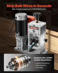 Electric Wire Stripping Machine, 1.5-40 mm, 400W Automatic Motorized Cable Stripper, 9.84 IPS (15 m/min) Wire Peeler with Alloy Blades, V-Shaped Rollers, Cooling Fan, for Scrap Copper Recycling