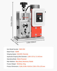 Electric Wire Stripping Machine, 1.5-40 mm, 400W Automatic Motorized Cable Stripper, 9.84 IPS (15 m/min) Wire Peeler with Alloy Blades, V-Shaped Rollers, Cooling Fan, for Scrap Copper Recycling