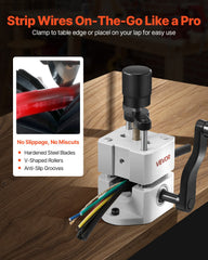 Manual Wire Stripping Machine, 1.5-25 mm, Portable Copper Stripper with Hand Crank or Drill Powered, 64Mn Quenched Blades, 45# Steel Rollers, ABS & PC Wire Peeler, for Scrap Copper Recycling