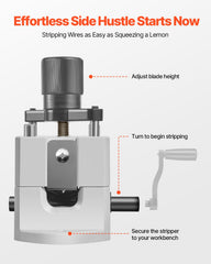 Manual Wire Stripping Machine, 1.5-25 mm, Portable Copper Stripper with Hand Crank or Drill Powered, 64Mn Quenched Blades, 45# Steel Rollers, ABS & PC Wire Peeler, for Scrap Copper Recycling