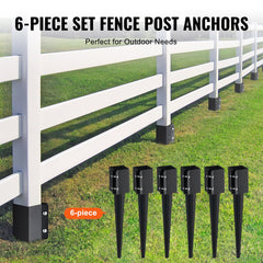 Fence Post Anchor Ground Spike 6 Pack 24 x 4 x 4 In Metal Fence Stakes