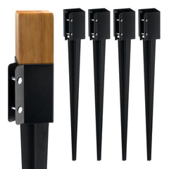 Fence Post Anchor Ground Spike 4 Pack 36 x 4 x 4 In Metal Fence Stakes