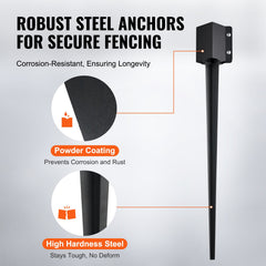 Fence Post Anchor Ground Spike 4 Pack 36 x 4 x 4 In Metal Fence Stakes