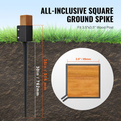 Fence Post Anchor Ground Spike 4 Pack 36 x 4 x 4 In Metal Fence Stakes