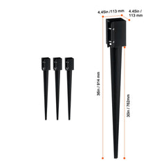 Fence Post Anchor Ground Spike 4 Pack 36 x 4 x 4 In Metal Fence Stakes