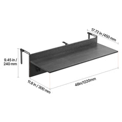 Balcony Hanging Table, 12 x 48 in Folding Balcony Railing Table, Outdoor Balcony Bar Table for Railings, 50 lbs Loading, Fit Railing from 1" to 4.3", Serving Table for Patio & Deck