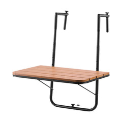 Balcony Hanging Table, 595 x 400 mm Folding Balcony Railing Table, Outdoor Balcony Bar Table for Railings, 4-Level Adjustable, Fit Railing from 1" to 8.27", Serving Table for Patio & Deck
