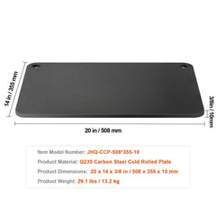 Pizza Steel, 20" x 14" x 3/8" Pizza Steel Plate for Oven, Pre-Seasoned Carbon Steel Pizza Baking Stone with 20X Higher Conductivity, Heavy Duty Rustproof Pizza Pan for Outdoor Grill, Indoor Oven