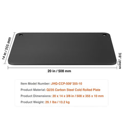 Pizza Steel, 20" x 14" x 3/8" Pizza Steel Plate for Oven, Pre-Seasoned Carbon Steel Pizza Baking Stone with 20X Higher Conductivity, Heavy Duty Rustproof Pizza Pan for Outdoor Grill, Indoor Oven