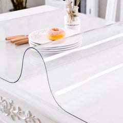 Plastic Table Cover 101.6 x 182.8 cm, 1.5 mm Thick Clear Table Protector, Rectangle Clear Desk Mat, Waterproof & Easy Cleaning for Office Dresser Night Stand