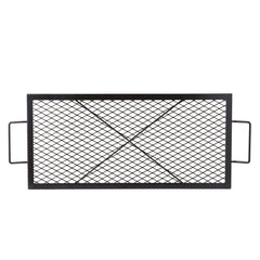 X-Marks Fire Pit Grill Grate, Rectangle Cooking Grate, Heavy Duty Steel Campfire BBQ Grill Grid with Handle & Support X Wire, Portable Camping Cookware for Outside Party Gathering, 81 cm Black