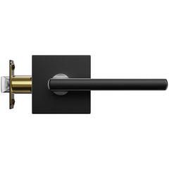 Passage Door Handle, 1 Pack Matte Black Door Lever, Left or Right Handing Reversible Lever Non-Locking, Rotation to Open, Square Interior Door Handles for Hallways, Closets, Meeting Spaces
