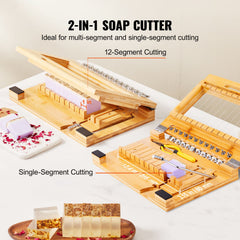 Soap Cutter, Cut 1-12 Bars, Precisely and Accurately Cut 1 Inch Bars, Bamboo Soap Slicer With Steel Wire, Multi Handmade Soap Wire Cutter for Loaf Candles Cheese Butter DIY Making Tool