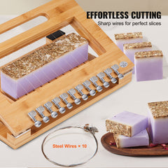 Soap Cutter, Cut 1-12 Bars, Precisely and Accurately Cut 1 Inch Bars, Bamboo Soap Slicer With Steel Wire, Multi Handmade Soap Wire Cutter for Loaf Candles Cheese Butter DIY Making Tool