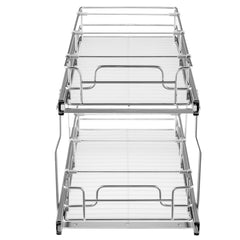 12"Wx21"Dx15"H Pull Out Cabinet Organizer, Heavy Duty Slide Out Pantry Shelves, Steel Roll Out Drawers, Sliding Drawer Storage for Home Under Sink, 13.5"Wx22"Dx18"H Install Size for Cabinet