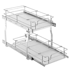 12"Wx21"Dx15"H Pull Out Cabinet Organizer, Heavy Duty Slide Out Pantry Shelves, Steel Roll Out Drawers, Sliding Drawer Storage for Home Under Sink, 13.5"Wx22"Dx18"H Install Size for Cabinet