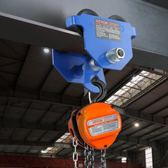 Manual Trolley, 0.5 Ton Load Capacity Push Beam Trolley with Dual Wheels, Adjustable for I-Beam Flange Width 63.5 mm to 139.7 mm, Heavy Duty Alloy Steel Garage Hoist for Straight Curved I Beam