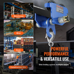Manual Trolley, 1 Ton Load Capacity, Push Beam Trolley with Dual Wheels, Adjustable for I-Beam Flange Width 63.5 mm to 177.8 mm, Heavy Duty Alloy Steel Garage Hoist for Straight Curved I Beam