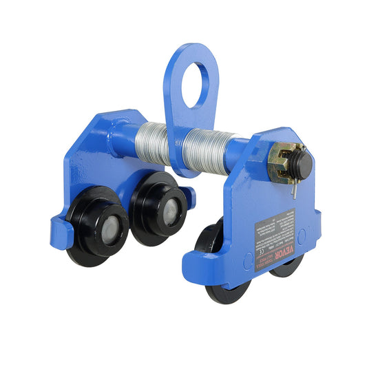 Manual Trolley, 2 Ton Load Capacity, Push Beam Trolley with Dual Wheels, Adjustable for I-Beam Flange Width 63.5 mm to 177.8 mm, Heavy Duty Alloy Steel Garage Hoist for Straight Curved I Beam