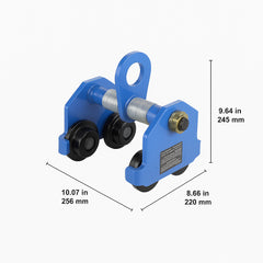 Manual Trolley, 2 Ton Load Capacity, Push Beam Trolley with Dual Wheels, Adjustable for I-Beam Flange Width 63.5 mm to 177.8 mm, Heavy Duty Alloy Steel Garage Hoist for Straight Curved I Beam