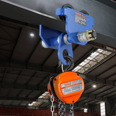 Manual Trolley, 2 Ton Load Capacity, Push Beam Trolley with Dual Wheels, Adjustable for I-Beam Flange Width 63.5 mm to 177.8 mm, Heavy Duty Alloy Steel Garage Hoist for Straight Curved I Beam
