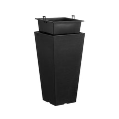Tall Planter, Set of 2 Tall Square Tapered Planters, 57 cm Large Modern Gardening and Flower Plastic Pots, Decorative Tall Black Planter with Drainage Hole, for Porch, Patio, Indoor & Outdoor