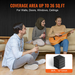 Acoustic Foam Panels 36 Pack 12 x 12 x 2 in for Studio Wall and Ceiling
