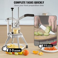 Commercial Vegetable Fruit Chopper 1/4" Blade Heavy Duty Professional Food Dicer Kattex French Fry Cutter Onion Slicer Stainless Steel for Tomato Peppers Potato Mushroom