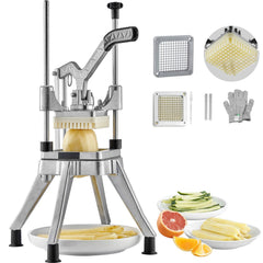 Commercial Vegetable Fruit Chopper 1/4" Blade Heavy Duty Professional Food Dicer Kattex French Fry Cutter Onion Slicer Stainless Steel for Tomato Peppers Potato Mushroom