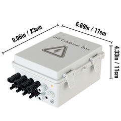 PV Combiner Box, 4 String with 15A Rated Current Fuse, 63A Circuit Breaker, Lightning Arreste Connector for On/Off Grid Solar Panel System, IP65