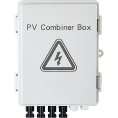 PV Combiner Box, 4 String with 15A Rated Current Fuse, 63A Circuit Breaker, Lightning Arreste Connector for On/Off Grid Solar Panel System, IP65
