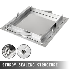 Recessed Manhole Cover 11.8\"x11.8\" Clear Opening, Galvanized Steel Drain Cover Overall Size 14.5\"x14.5\", Sealed Square Manhole Cover and Frame, Steel Man Hole Lid Inspection Access for Boat/