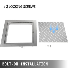 Recessed Manhole Cover 11.8\"x11.8\" Clear Opening, Galvanized Steel Drain Cover Overall Size 14.5\"x14.5\", Sealed Square Manhole Cover and Frame, Steel Man Hole Lid Inspection Access for Boat/