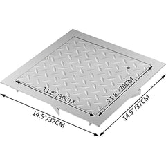 Recessed Manhole Cover 11.8\"x11.8\" Clear Opening, Galvanized Steel Drain Cover Overall Size 14.5\"x14.5\", Sealed Square Manhole Cover and Frame, Steel Man Hole Lid Inspection Access for Boat/