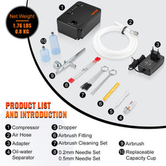 Airbrush Kit Dual-action Airbrush System Compressor Art Nail Makeup Model