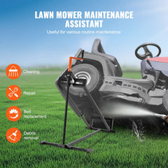 Ride on Lawn Mower Lift Jack, 880 Lbs Weight Capacity, Telescopic Maintenance Jack with Crank Handle & Power Tool Handle, Foldable Lawn Tractor Lifter for Lawn Mowers and Garden Tractors, Black