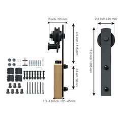 8FT Sliding Barn Door Hardware Closet Track Kit for Double Doors I Hanger