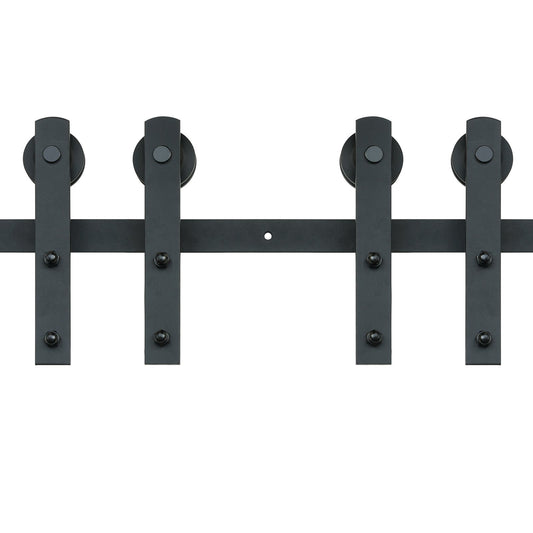 8FT Sliding Barn Door Hardware Closet Track Kit for Double Doors I Hanger