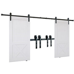 2440 mm Sliding Barn Door Hardware Closet Track Kit for Double Doors J Hanger