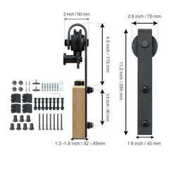 2440 mm Sliding Barn Door Hardware Closet Track Kit for Double Doors J Hanger